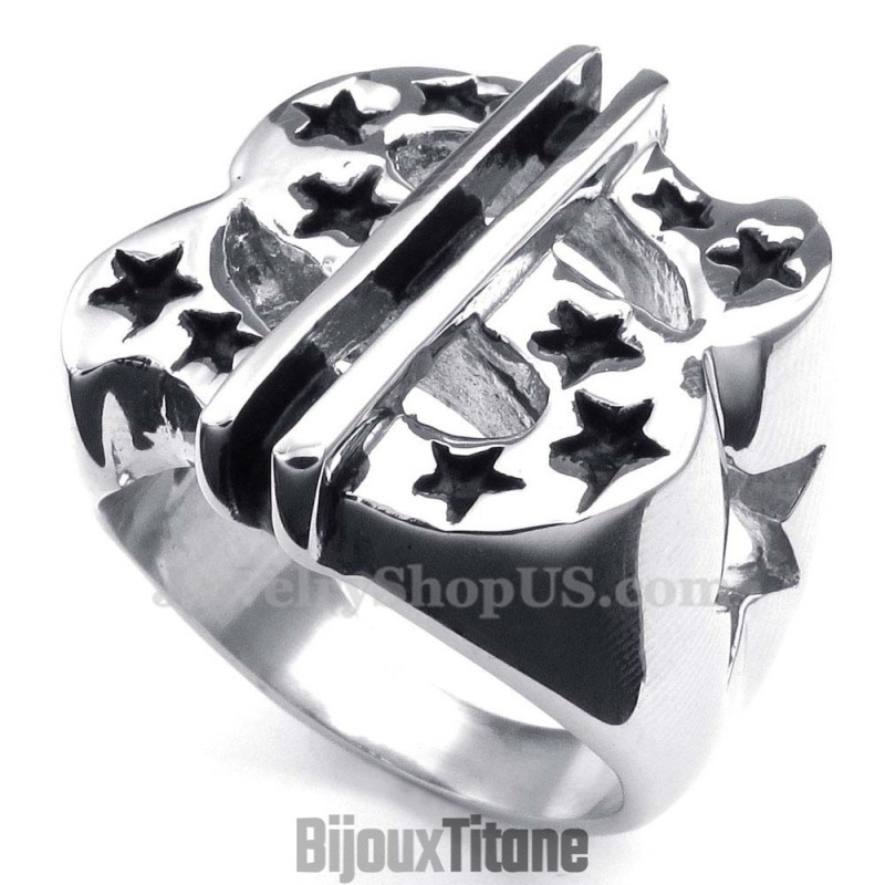 Bague En Titane Avec Symbole Dollar