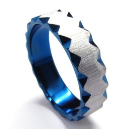 Bague Unisexe En Titane Bleu De 6 Mm