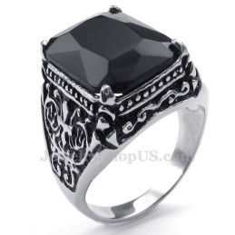 Bague En Titane Avec Zircon Noir