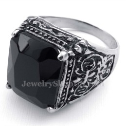 Bague En Titane Avec Zircon Noir