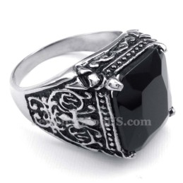 Bague En Titane Avec Zircon Noir