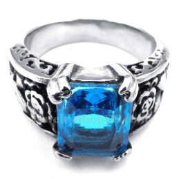 Bague En Titane Avec Zircon Bleu