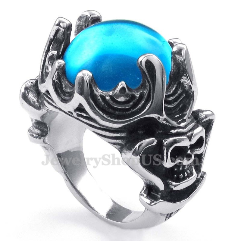 Bague En Titane Avec Zircon Bleu Bague En Titane Avec Zircon Bleu