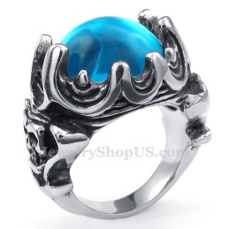 Bague En Titane Avec Zircon Bleu