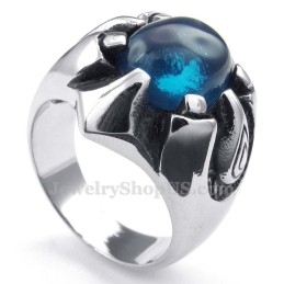 Bague En Titane Avec Zircon Bleu