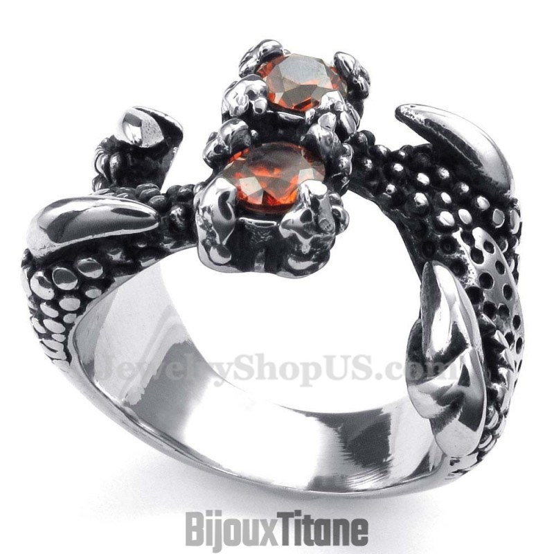 Bague Patte En Titane Avec Strass Rouge Bague Patte En Titane Avec Strass Rouge