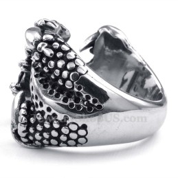 Bague Patte En Titane Avec Strass Rouge