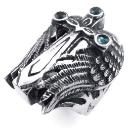 Bague En Titane Avec Croix Et Zircon Bleu