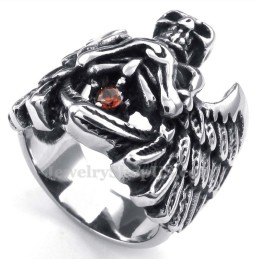 Bague Tête De Mort En Titane Avec Aile