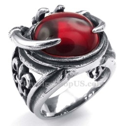 Bague En Titane Avec Zircon Rouge
