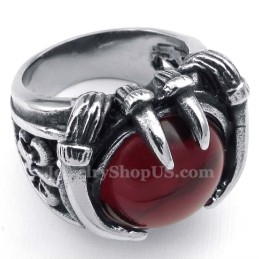 Bague En Titane Avec Zircon Rouge