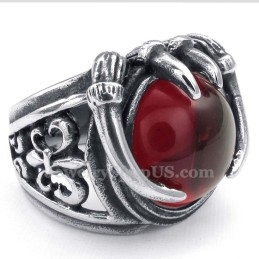 Bague En Titane Avec Zircon Rouge