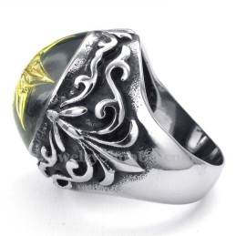 Bague En Titane Avec Étoile De David En Or