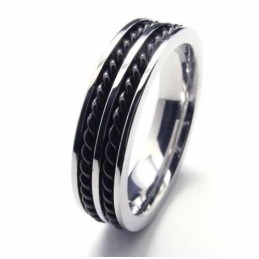 Bague En Titane De 5 Mm À Deux Rainures Avec Chaîne