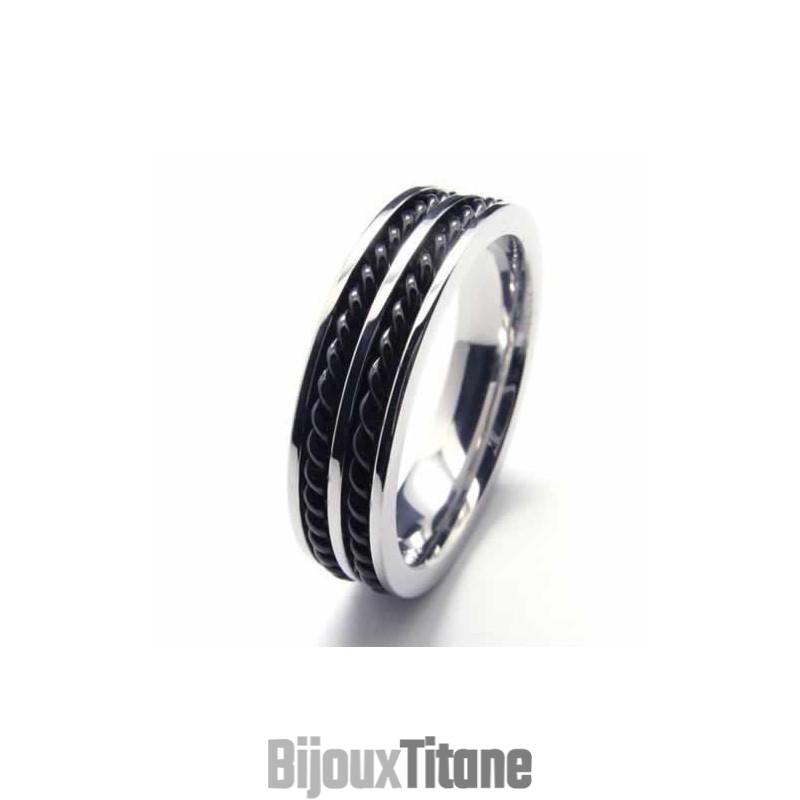 Bague En Titane De 5 Mm À Deux Rainures Avec Chaîne Bague En Titane De 5 Mm À Deux Rainures Avec Chaîne