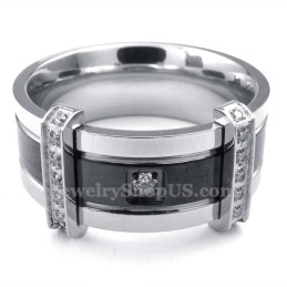Bague En Titane Pour Homme Avec Strass Blancs