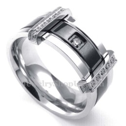 Bague En Titane Pour Homme Avec Strass Blancs