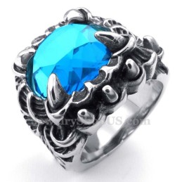 Bague En Titane Avec Zircon Bleu