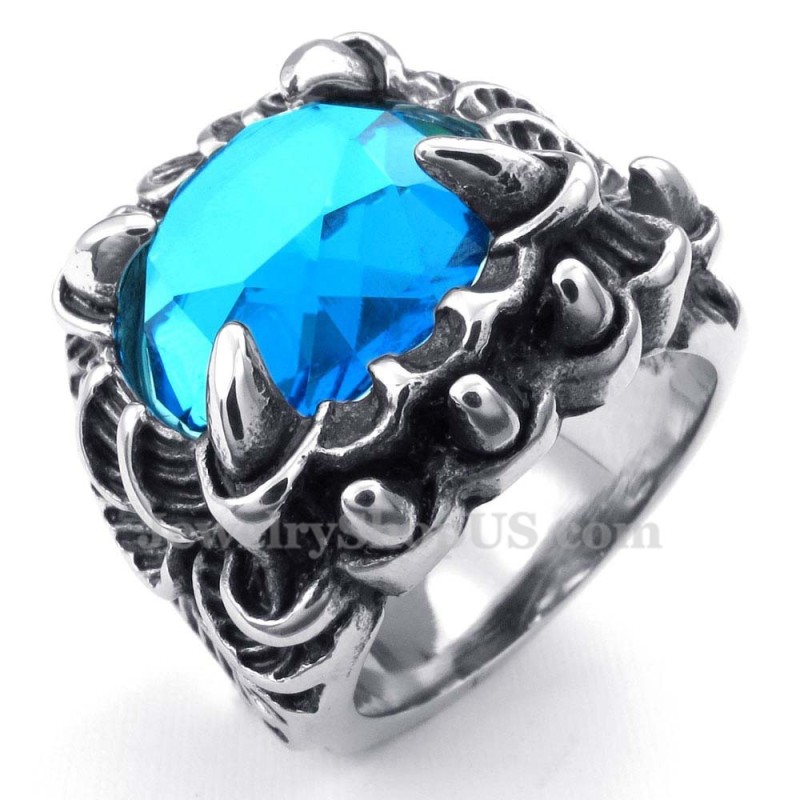 Bague En Titane Avec Zircon Bleu