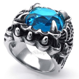 Bague En Titane Avec Zircon Bleu