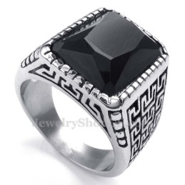 Bague En Titane Et Zircon Noir Pour Homme