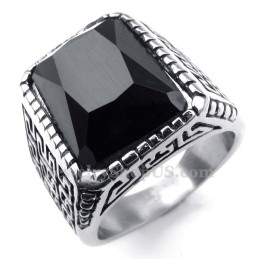 Bague En Titane Et Zircon Noir Pour Homme