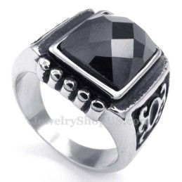 Bague En Titane Et Zircon Noir