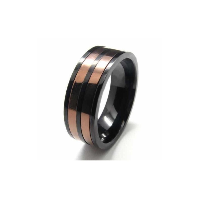 Bague En Titane De 8 Mm Avec Deux Cercles Incrustés Bague En Titane De 8 Mm Avec Deux Cercles Incrustés