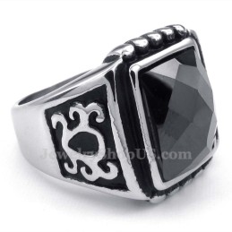 Bague En Titane Et Zircon Noir