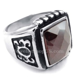Bague En Titane Et Zircon Rouge
