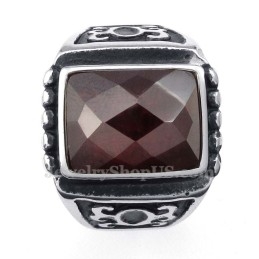 Bague En Titane Et Zircon Rouge