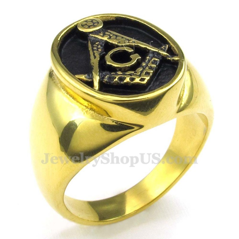 Bague Maçonnique En Titane Doré Bague Maçonnique En Titane Doré