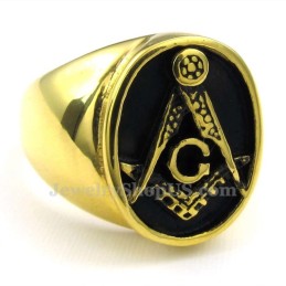 Bague Maçonnique En Titane Doré