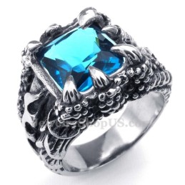 Bague En Titane Avec Zircon Bleu