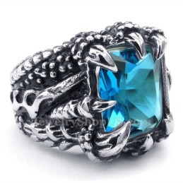 Bague En Titane Avec Zircon Bleu
