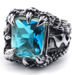 Bague En Titane Avec Zircon Bleu