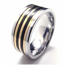 Bague En Titane Et Or Incrustée De 9 Mm