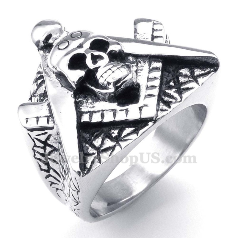Bague Crâne Maçonnique En Titane Bague Crâne Maçonnique En Titane