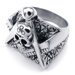 Bague Crâne Maçonnique En Titane