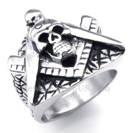Bague Crâne Maçonnique En Titane