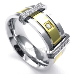 Bague Tendance En Titane Or Argent Avec Strass