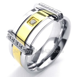 Bague Tendance En Titane Or Argent Avec Strass