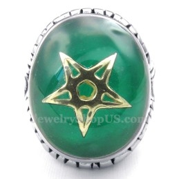 Bague Étoile À Cinq Branches En Or Et Titane Vert