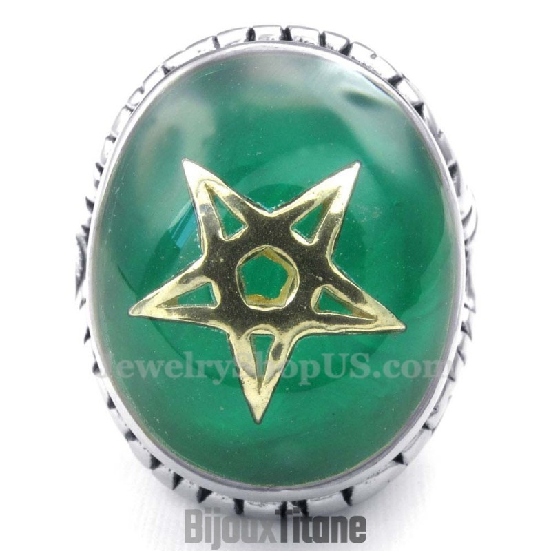 Bague Étoile À Cinq Branches En Or Et Titane Vert Bague Étoile À Cinq Branches En Or Et Titane Vert