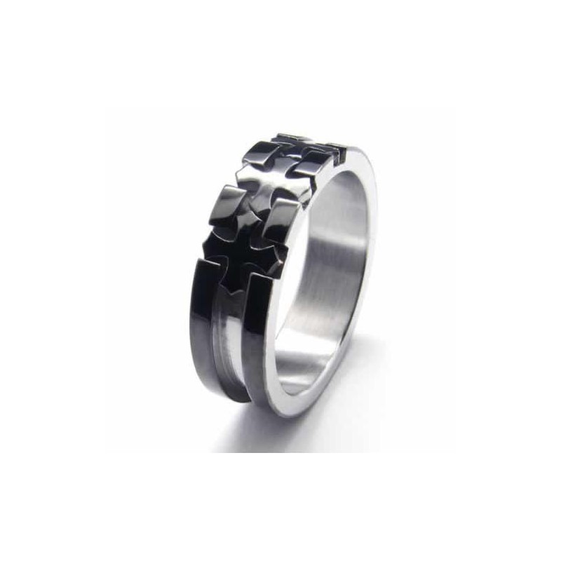 Bague En Titane Noir Incrustée De Croix De 6 Mm Bague En Titane Noir Incrustée De Croix De 6 Mm