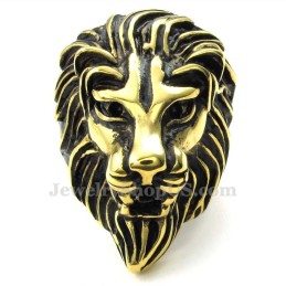Bague Tête De Lion En Titane Doré