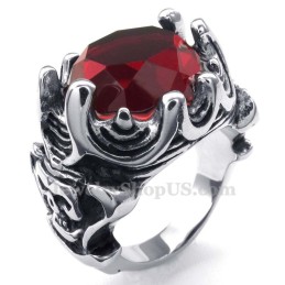 Bague En Titane Et Zircon Rouge
