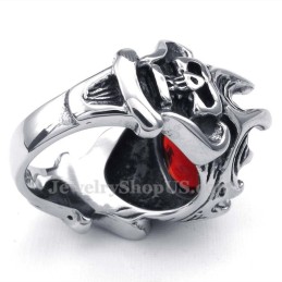 Bague En Titane Et Zircon Rouge