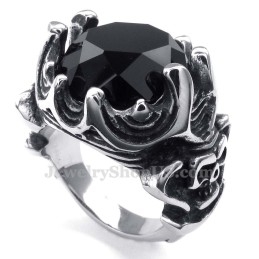 Bague En Titane Et Zircon Noir