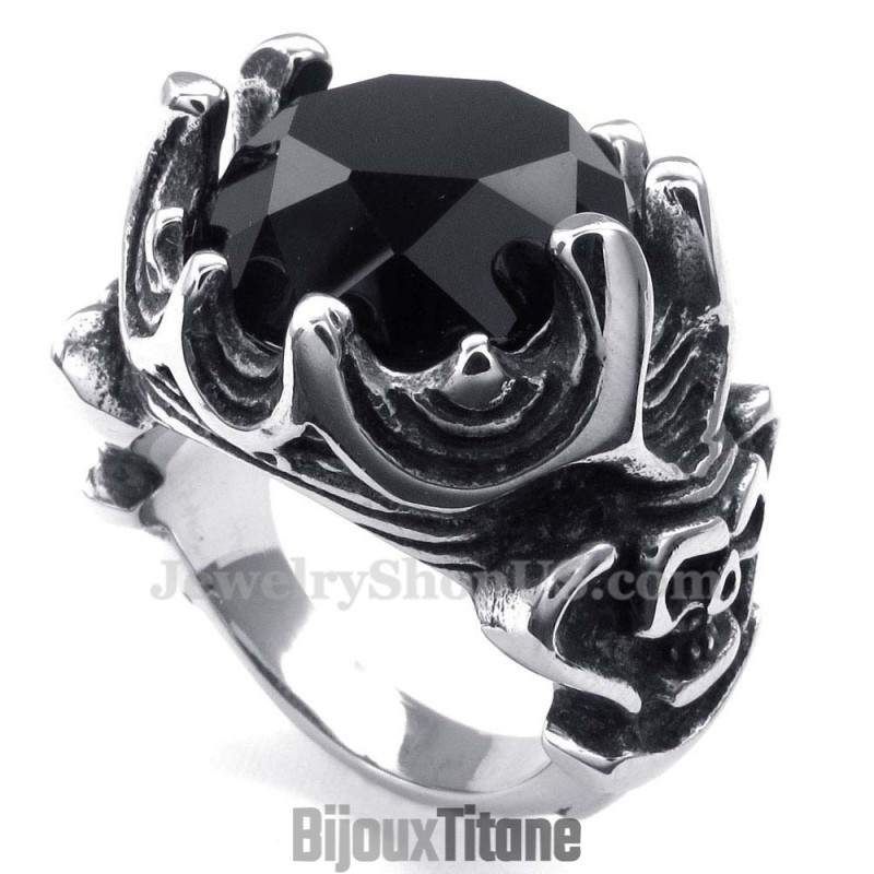 Bague En Titane Et Zircon Noir Bague En Titane Et Zircon Noir